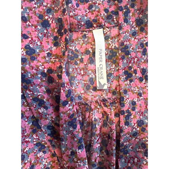 💖Paper Crane pink blue sleeveless blouse with cute bow and high low hem - Picture 4 of 6